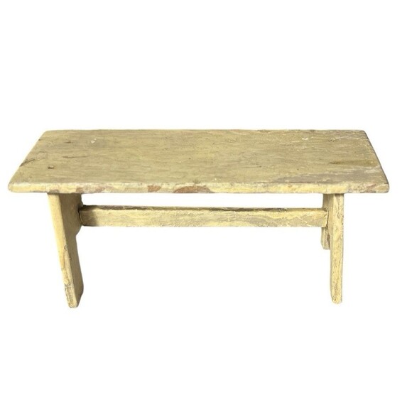 Vintage Miniature Dollhouse Furniture Wooden Bench 5 x 2 x 2" - Picture 1 of 3